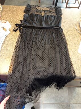 Jason Wu Black Polka Dot Mesh Midi Dress